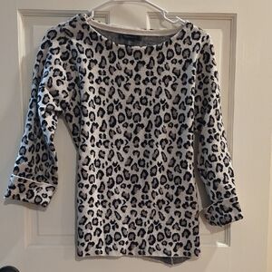 Tahari Leopard Print Crew Neck Sweater